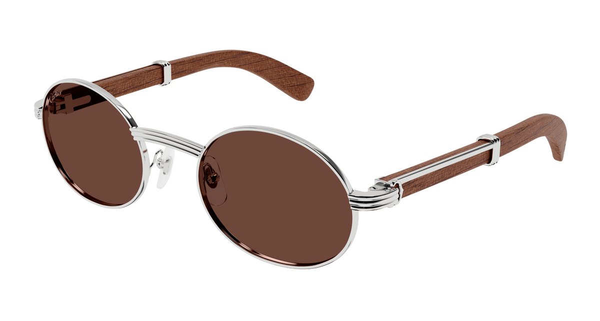 Cartier CT0464S Sunglasses - Silver / Brown (016)