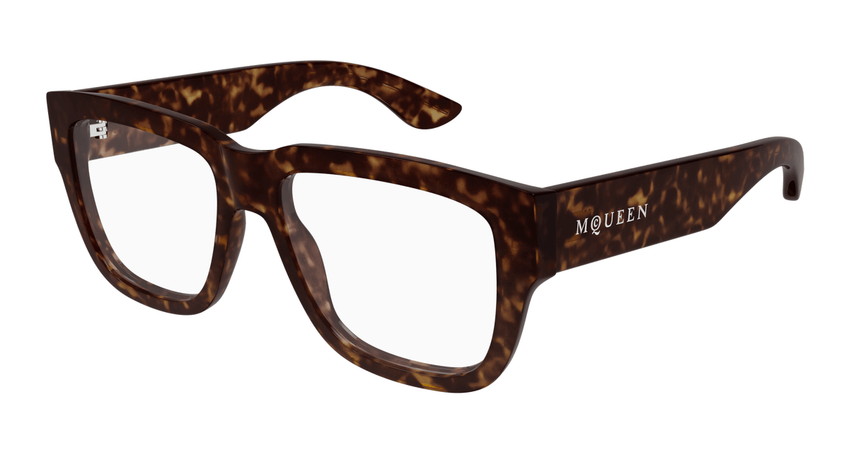 Alexander McQueen AM0510O Eyeglasses - Havana / Transparent (002)