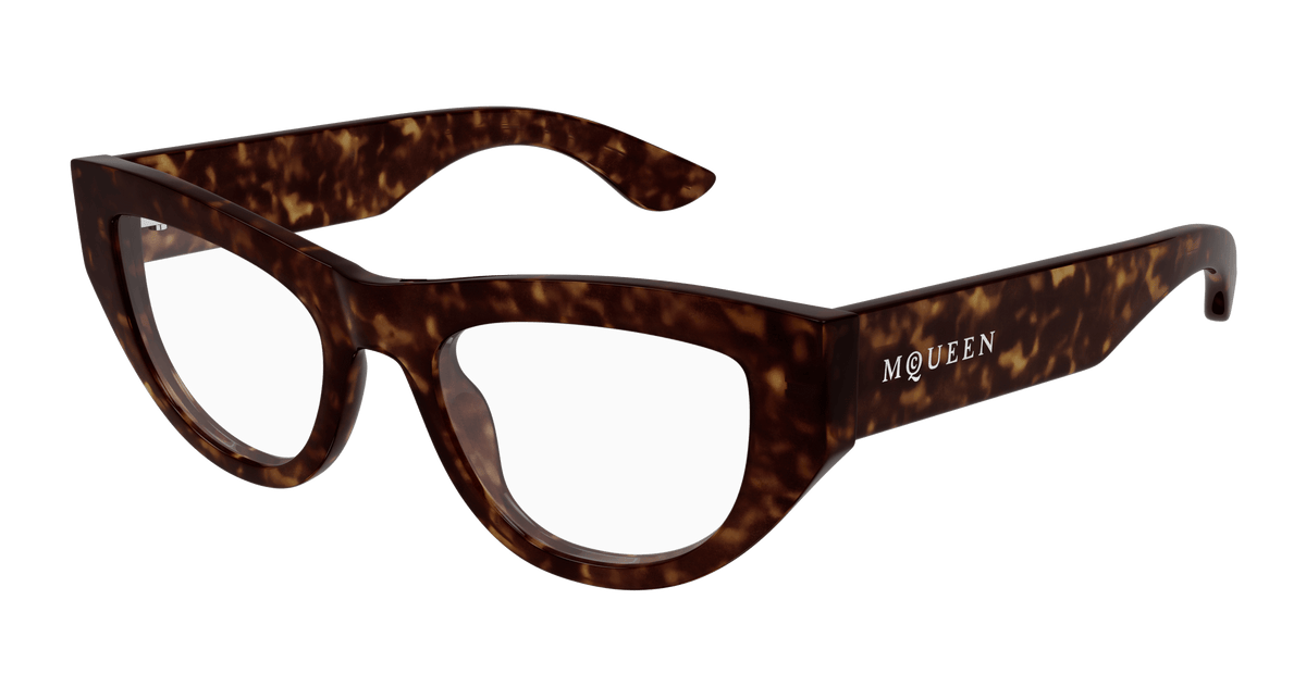 Alexander McQueen AM0512O Eyeglasses - Havana / Transparent (002)