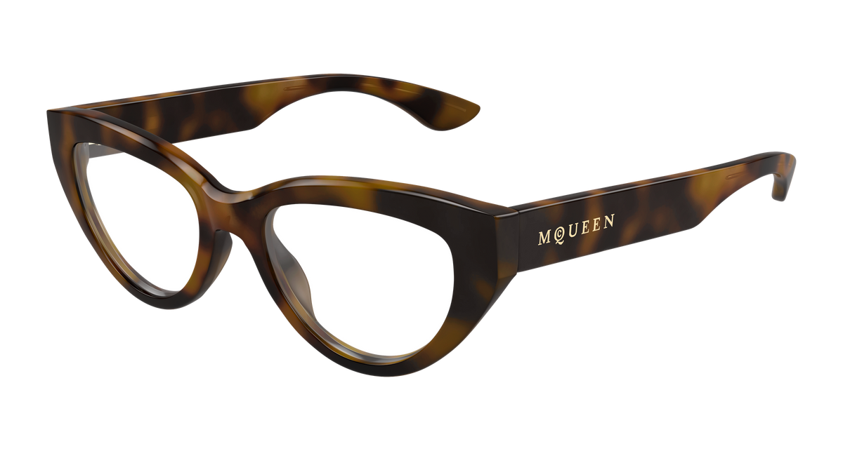 Alexander McQueen AM0529O Eyeglasses - Havana / Transparent (002)