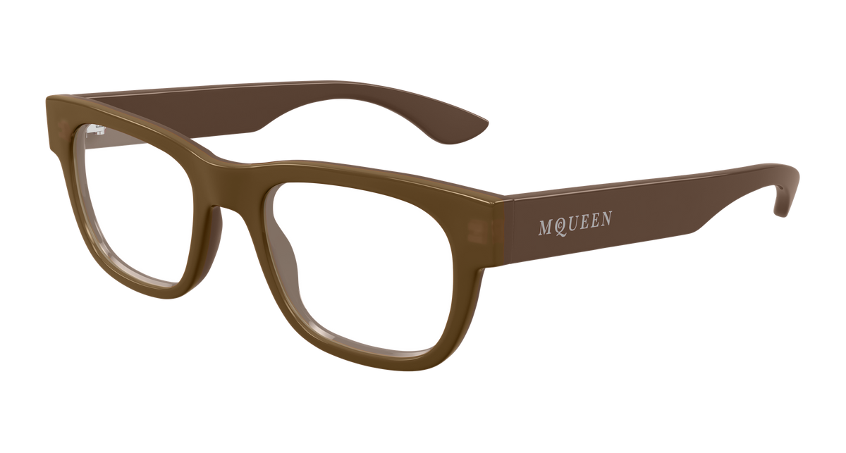 Alexander McQueen AM0531O Eyeglasses - Brown / Transparent (003)