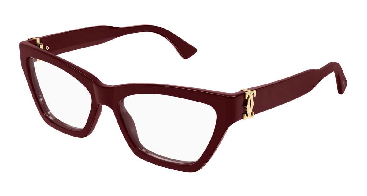 Cartier CT0590O Eyeglasses - Burgundy / Transparent (003)