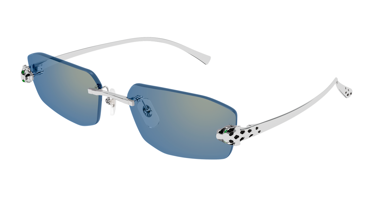 Cartier CT0474S Sunglasses - Silver / Light Blue (005)