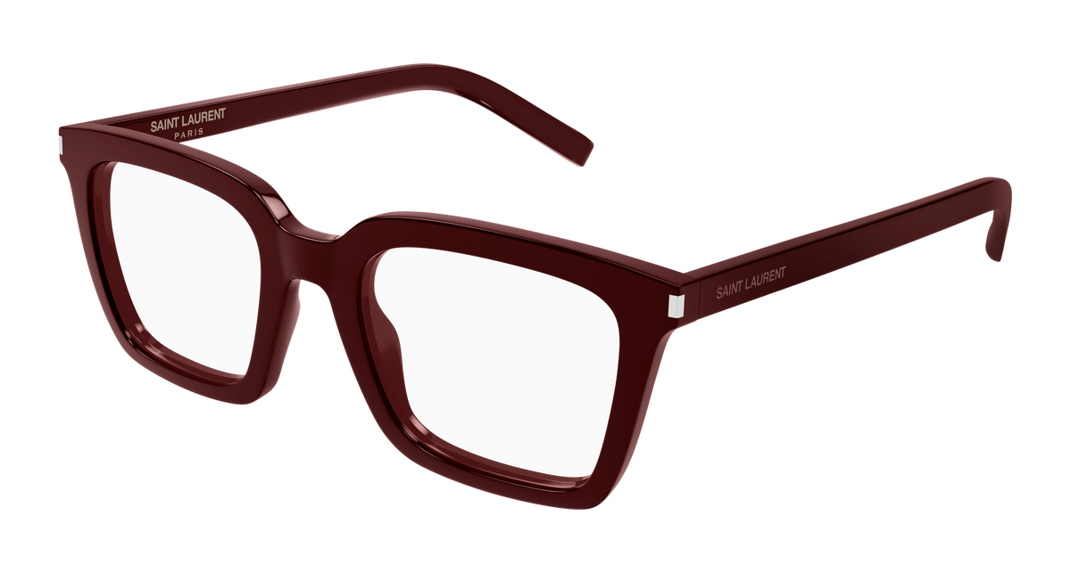 Saint Laurent SL 167 Eyeglasses - Burgundy / Transparent (008)