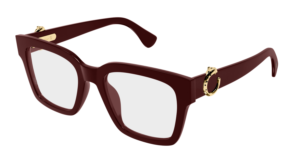 Cartier CT0640O Eyeglasses - Burgundy / Transparent (004)