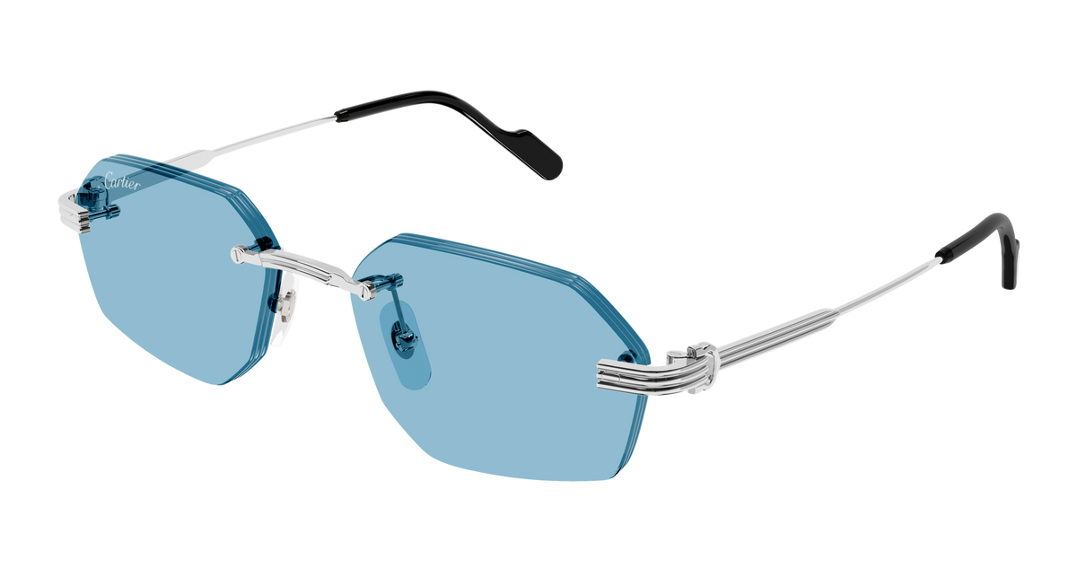 Cartier CT0616S Sunglasses - Silver / Light Blue (005)