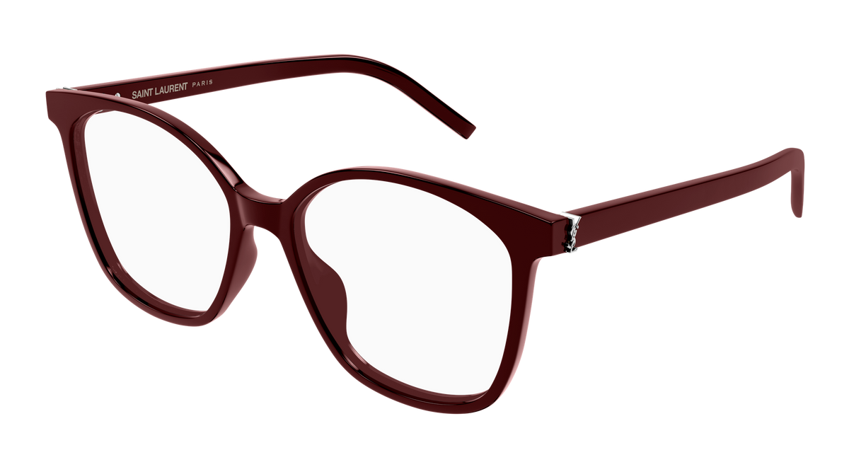 Saint Laurent SL M162 Eyeglasses - Burgundy / Transparent (006)