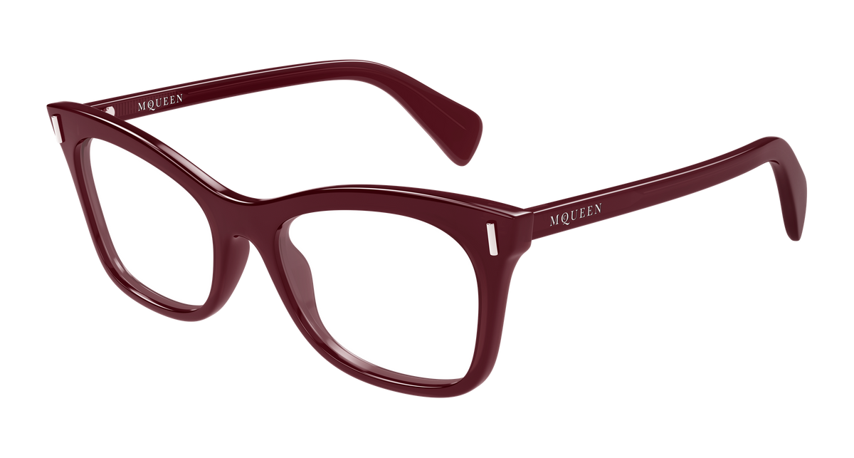 Alexander McQueen AM0552O Eyeglasses - Burgundy / Transparent (003)