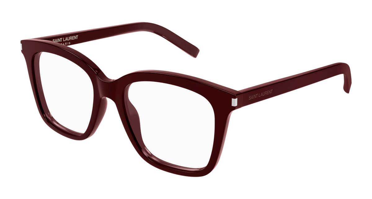 Saint Laurent SL 166 Eyeglasses - Burgundy / Transparent (008)