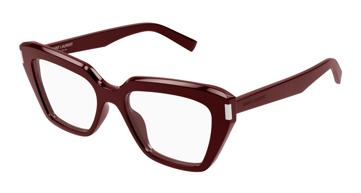 Saint Laurent SL 829 Eyeglasses - Burgundy / Transparent (006)