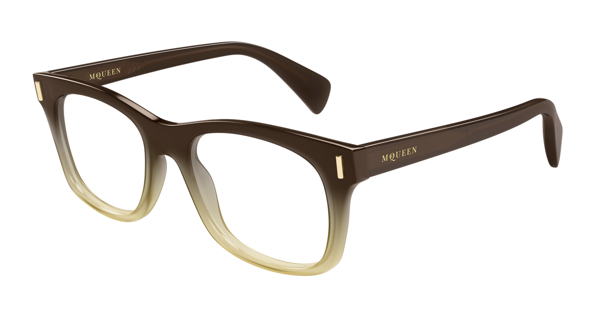 Alexander McQueen AM0551O Eyeglasses - Brown / Transparent (004)