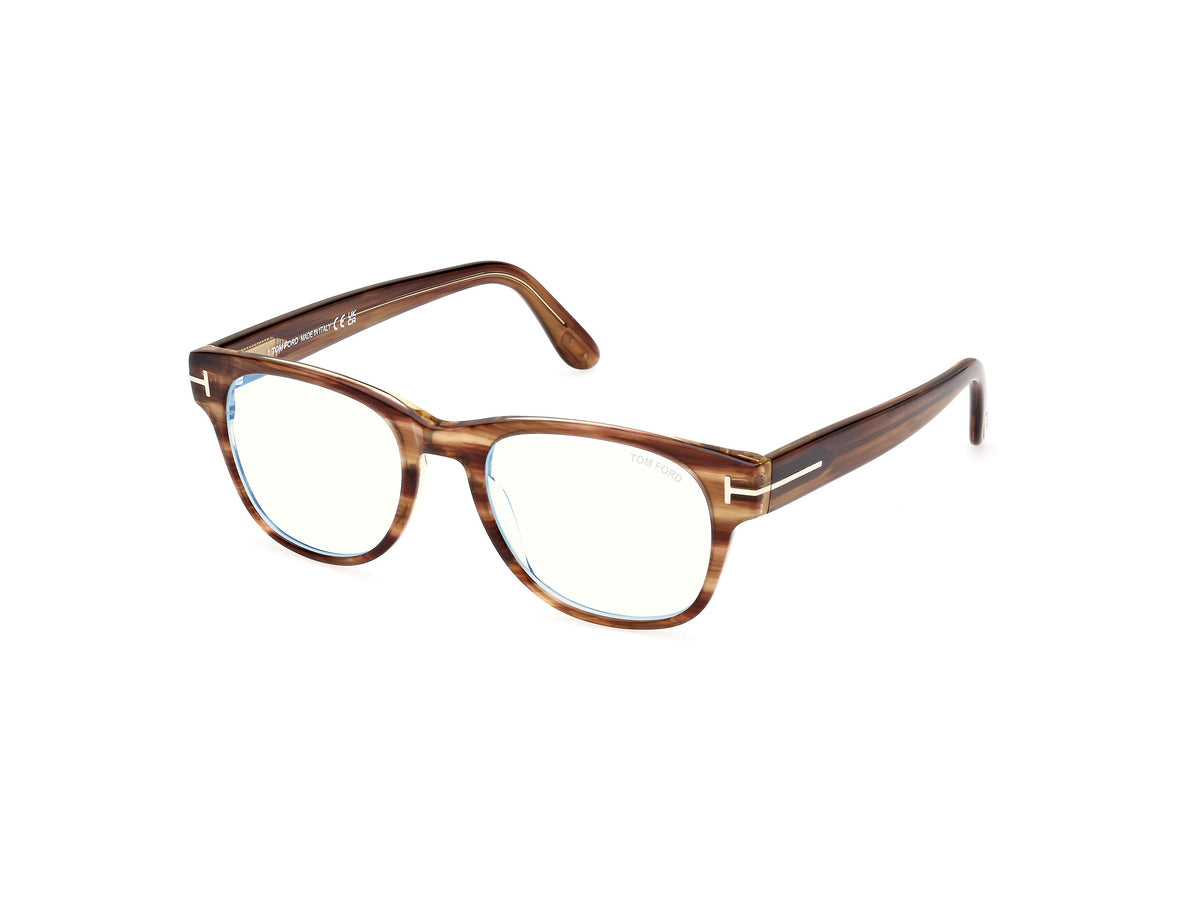 Tom Ford FT5898-B FT5898-B 050 - Light Brown/Striped / Shiny Dark Brown - Lens: Shiny Dark Brown