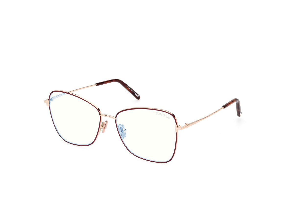 Tom Ford FT5906-B FT5906-B 069 - Bordeaux/Monocolor / Shiny Pale Gold - Lens: Shiny Pale Gold