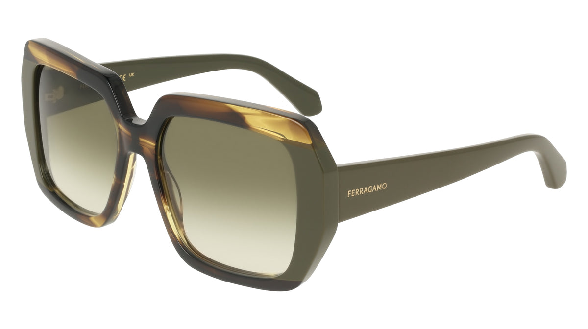 FERRAGAMO SF2081S (322) STRIPED KHAKI/GREEN 56-17-145