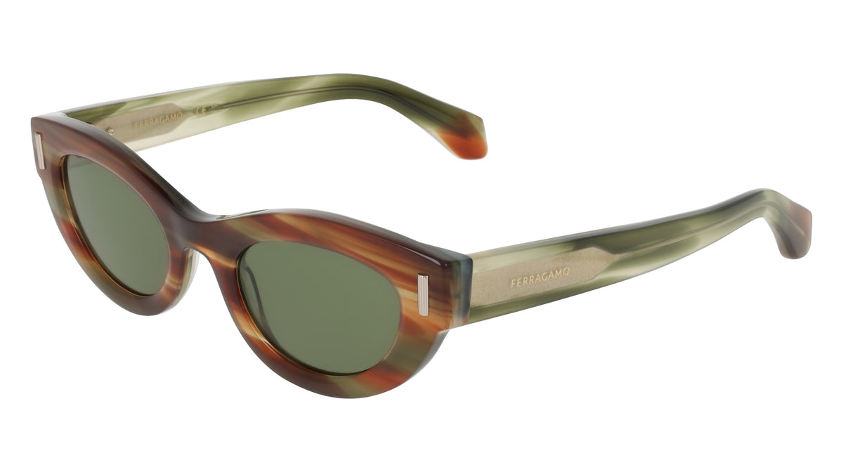 FERRAGAMO SF2062SE (280) STRIPED BROWN GREEN 49-23-145