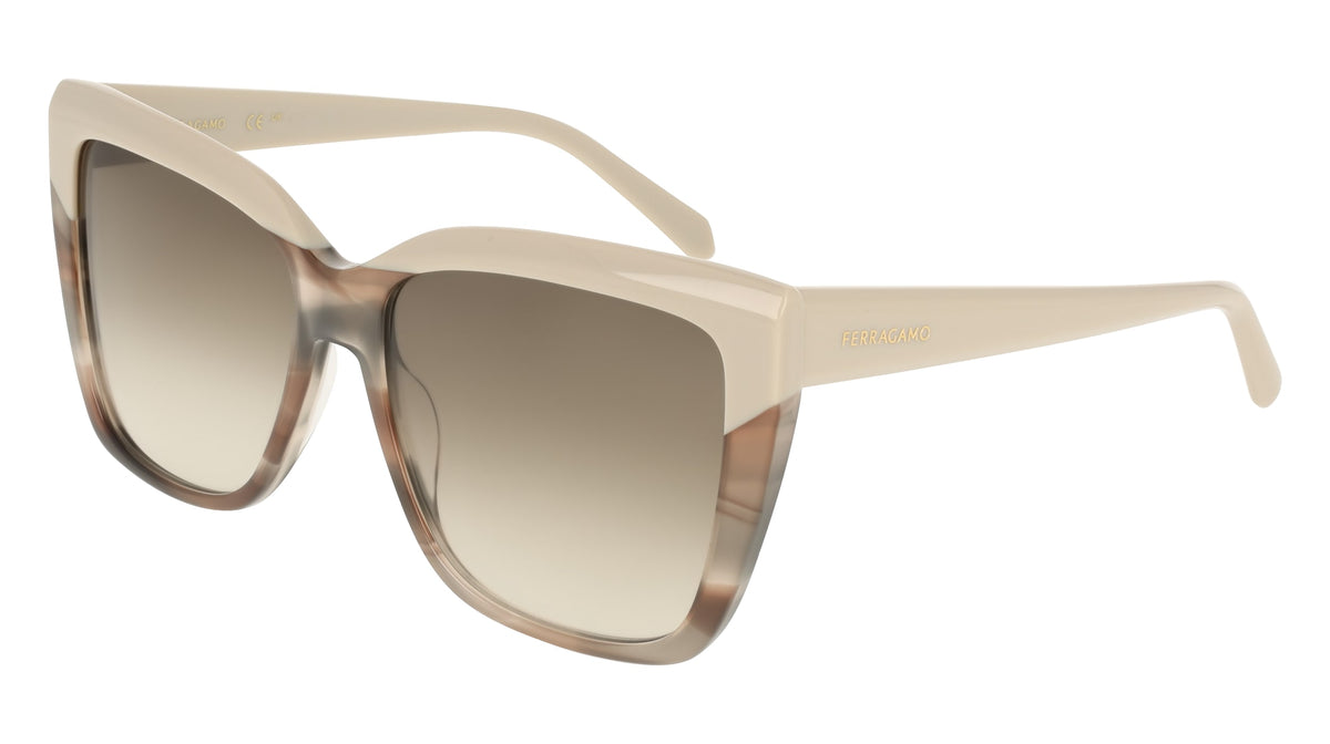 FERRAGAMO SF1102S (251) BEIGE/BEIGE STRIPED TORTOISE 58-16-140