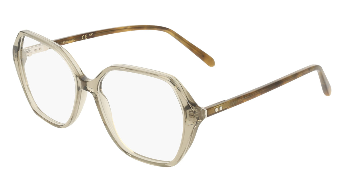 FERRAGAMO SF3079 (321) TRANSPARENT OLIVE 55-15-145